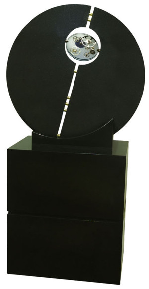 Sculpture Artist Andrea Davide created this kinetic gear art, stone sculpture,