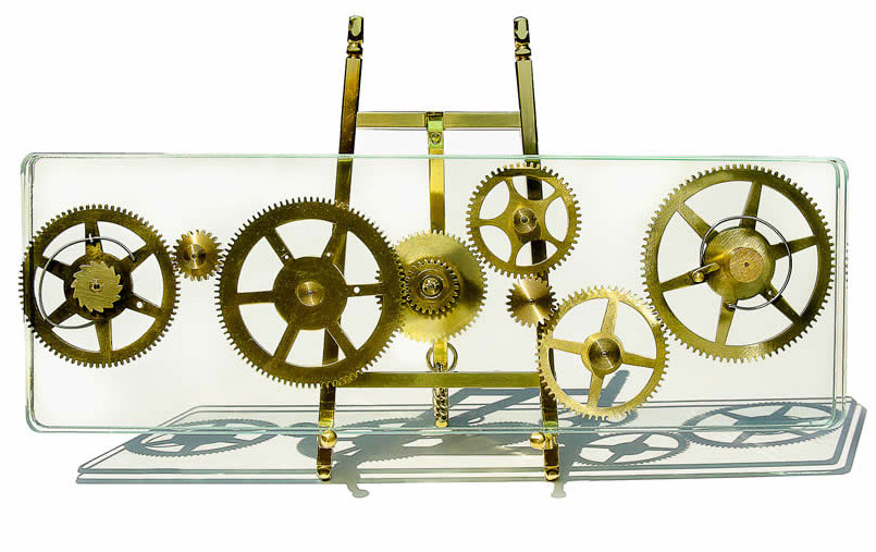 Sculpture Artist Andrea Davide created this kinetic gear art, stone sculpture,