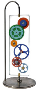A Sculpter brings you Glass Gear Art Kinetic Sculptures for Sale by order